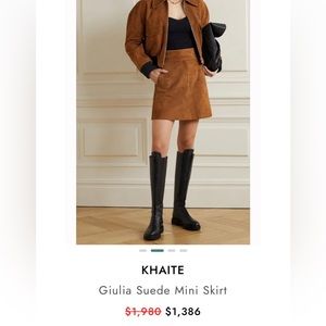 KHAITE Giulia Suede Mini Skirt, Size 12